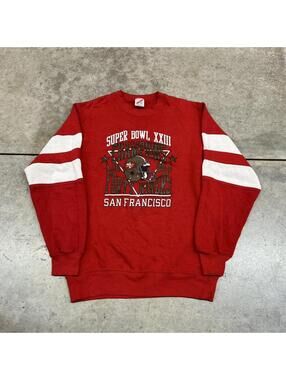 vintage san francisco 49ers super bowl champions red made in usa crewneck medium